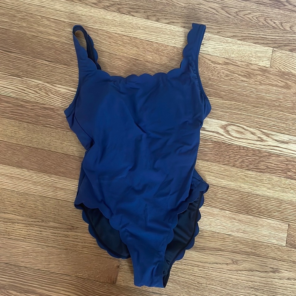 J Crew scalloped one piece in navy, size 4